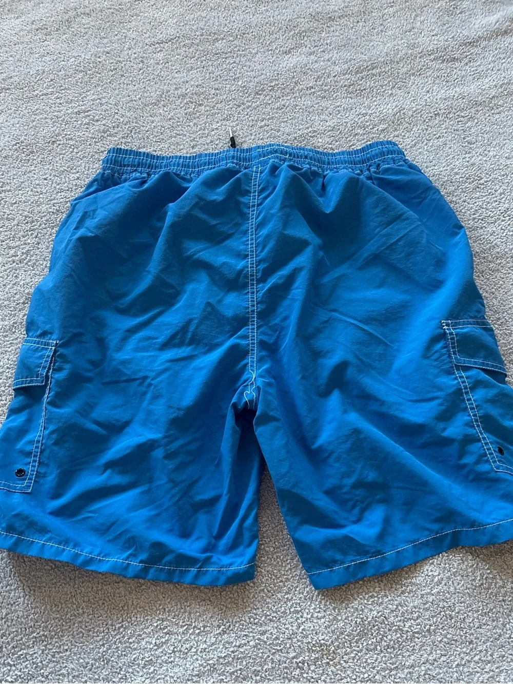 Men's Blue Cargo Swim Shorts with Drawstring Waist